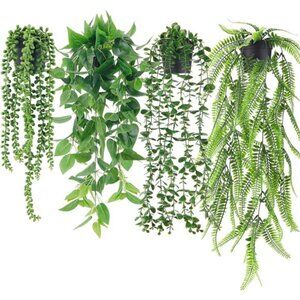 4Pcs Fake Plants Hanging Artificial Ivy Vine Faux Eucalyptus Hanging Plants
